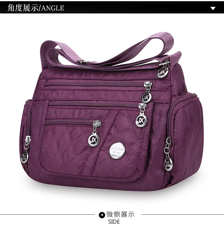 Purple Quilted Shoulder Bag for Women with 3 Compartment Design — feature 16