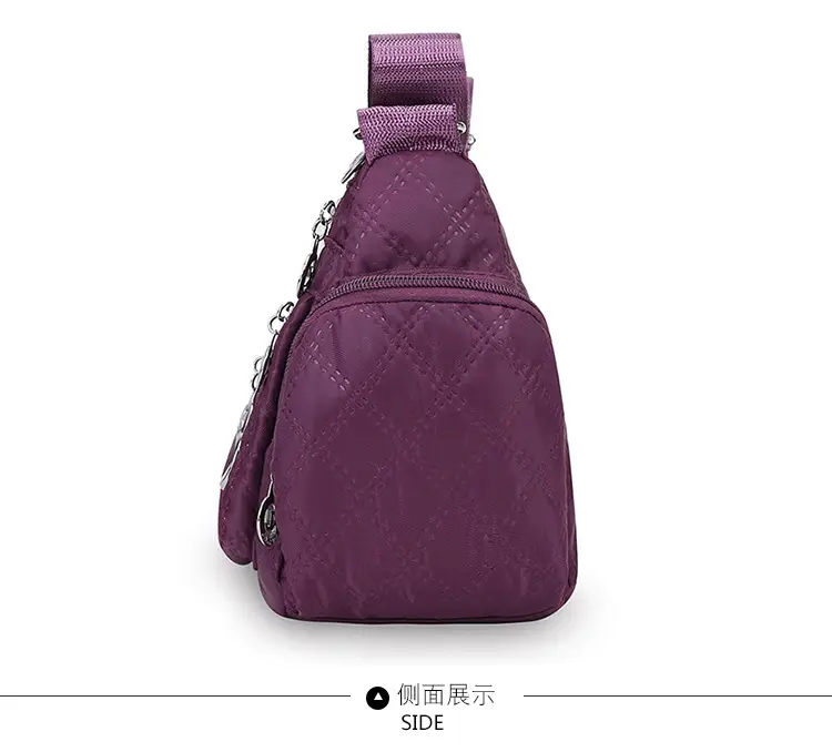 Purple Quilted Shoulder Bag for Women with 3 Compartment Design — feature 17