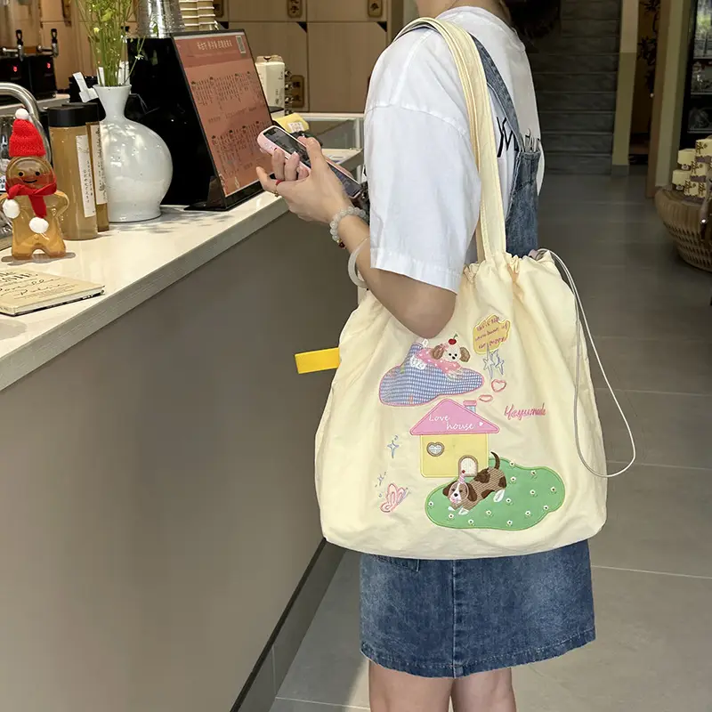 Japanese Cartoon Handbag Large Capacity Drawstring Bag - Image 4