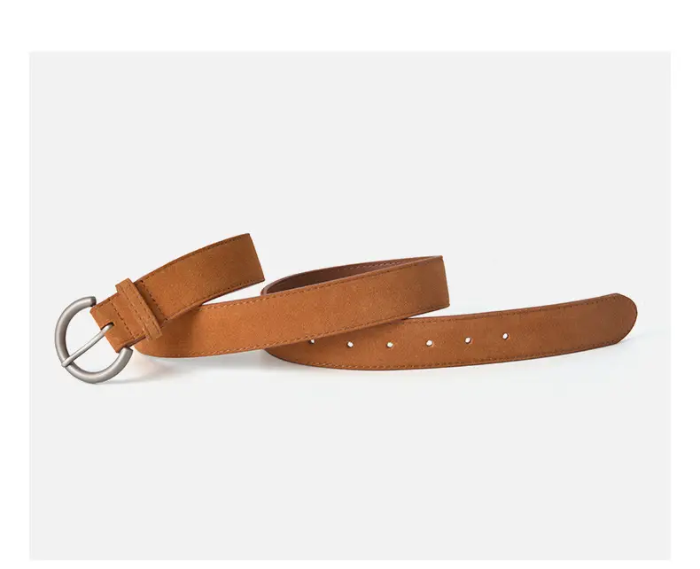 Women's Frosted Pin Buckle Belt Tan — feature 10