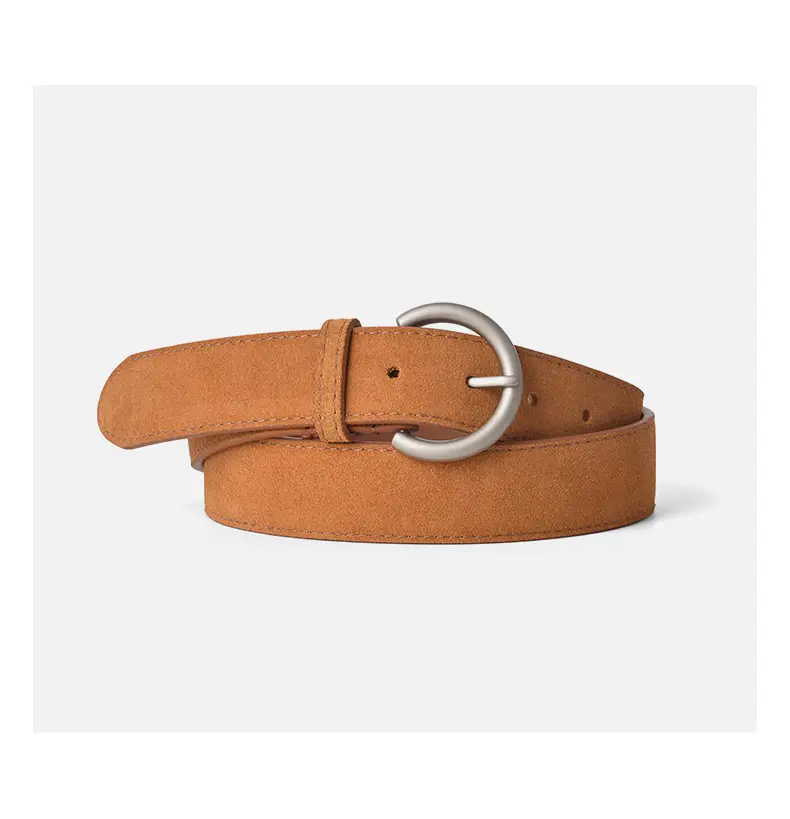 Women's Frosted Pin Buckle Belt Tan — feature 11