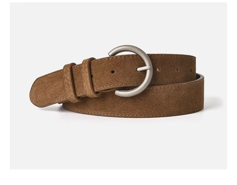 Women's Frosted Pin Buckle Belt Tan — feature 12