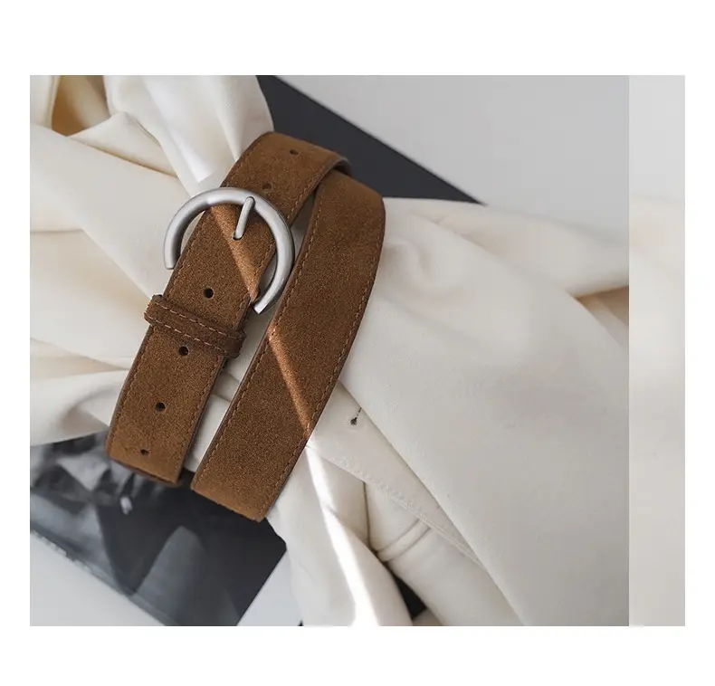 Women's Frosted Pin Buckle Belt Tan — feature 16