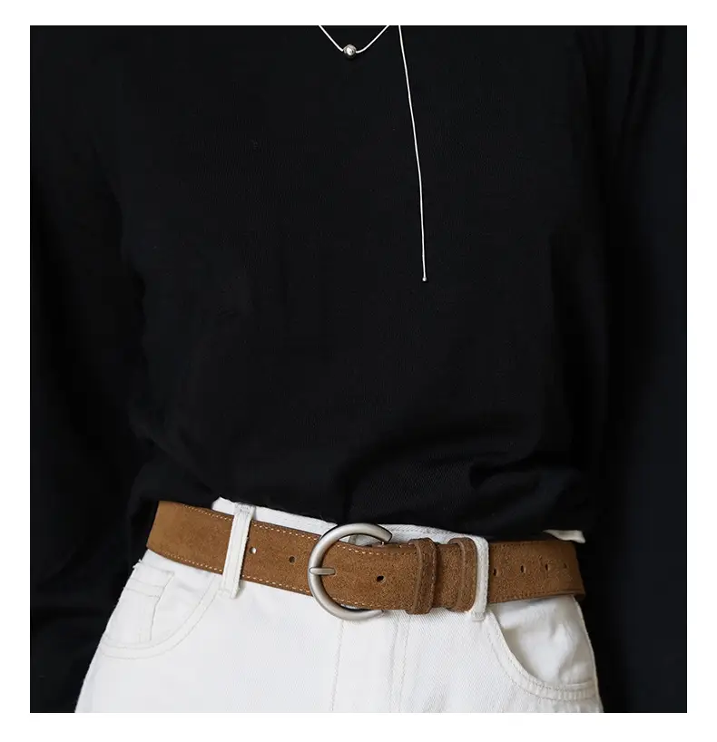 Women's Frosted Pin Buckle Belt Tan — feature 17