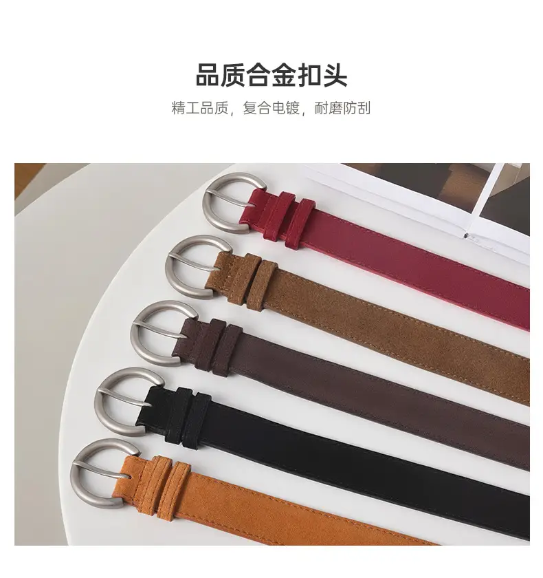 Women's Frosted Pin Buckle Belt Tan — feature 7