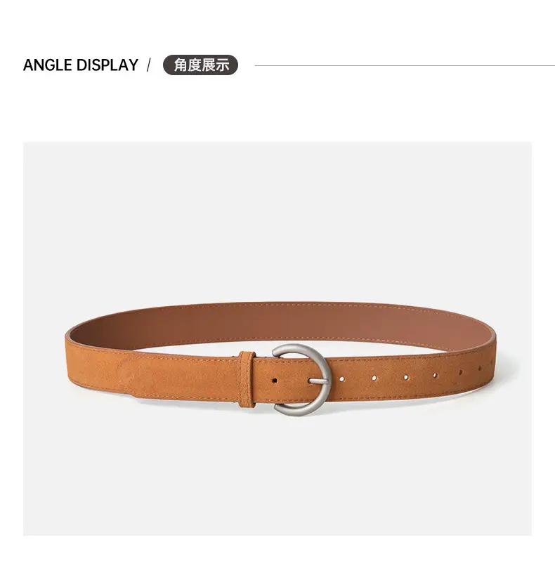 Women's Frosted Pin Buckle Belt Tan — feature 9