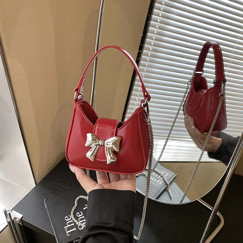 Red Mini Bow Shoulder Crossbody Bag 2024