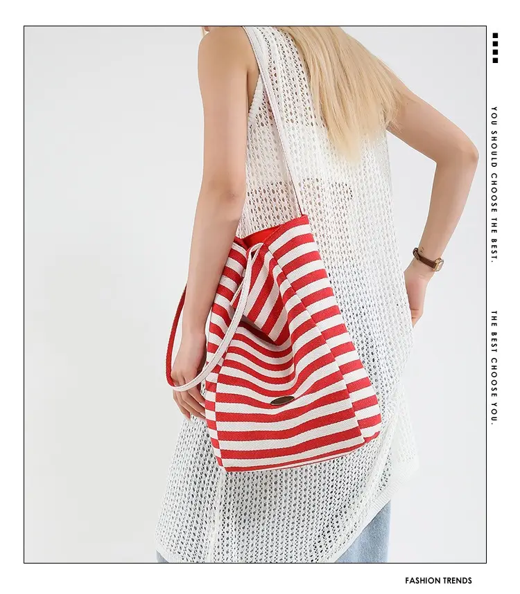 Women's Striped Shoulder Bags Yellow Red Blue Crossbody — feature 1
