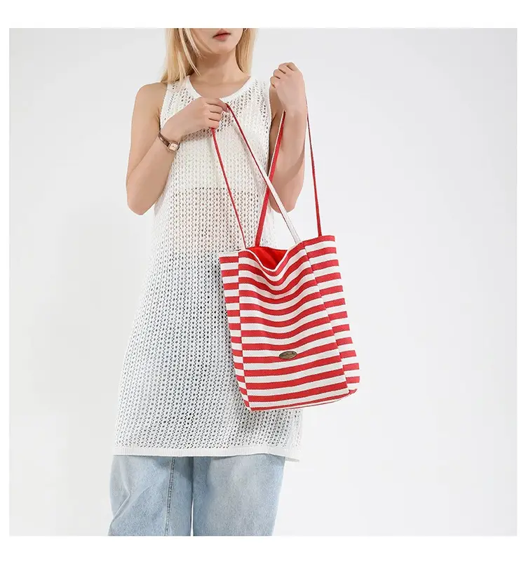 Women's Striped Shoulder Bags Yellow Red Blue Crossbody — feature 10