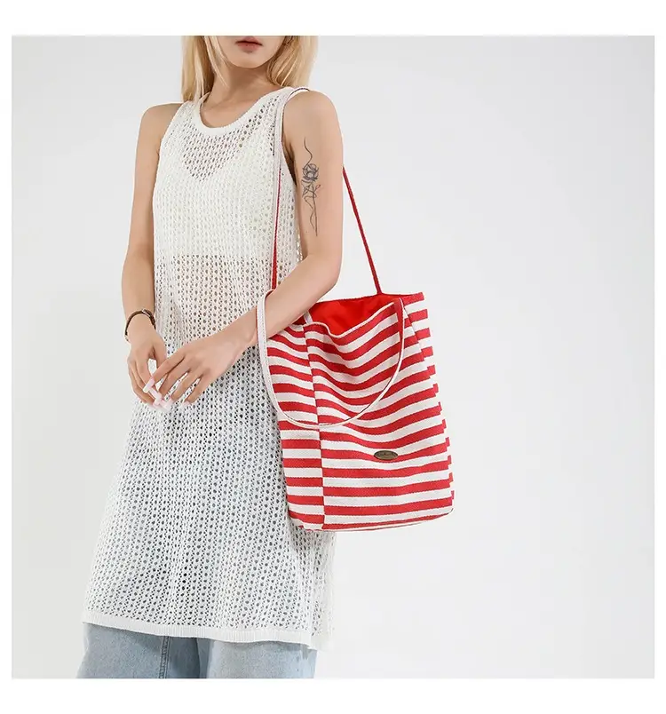 Women's Striped Shoulder Bags Yellow Red Blue Crossbody — feature 11