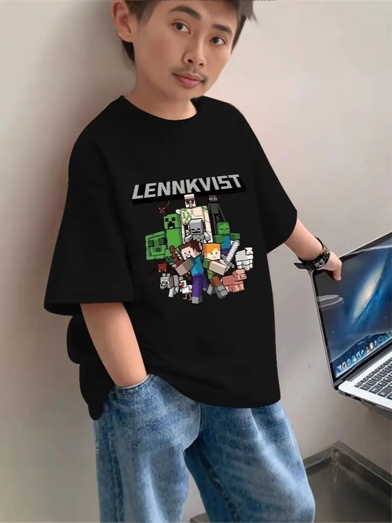 Boys Pure Cotton Minecraft T-Shirt Medium Large - Image 7
