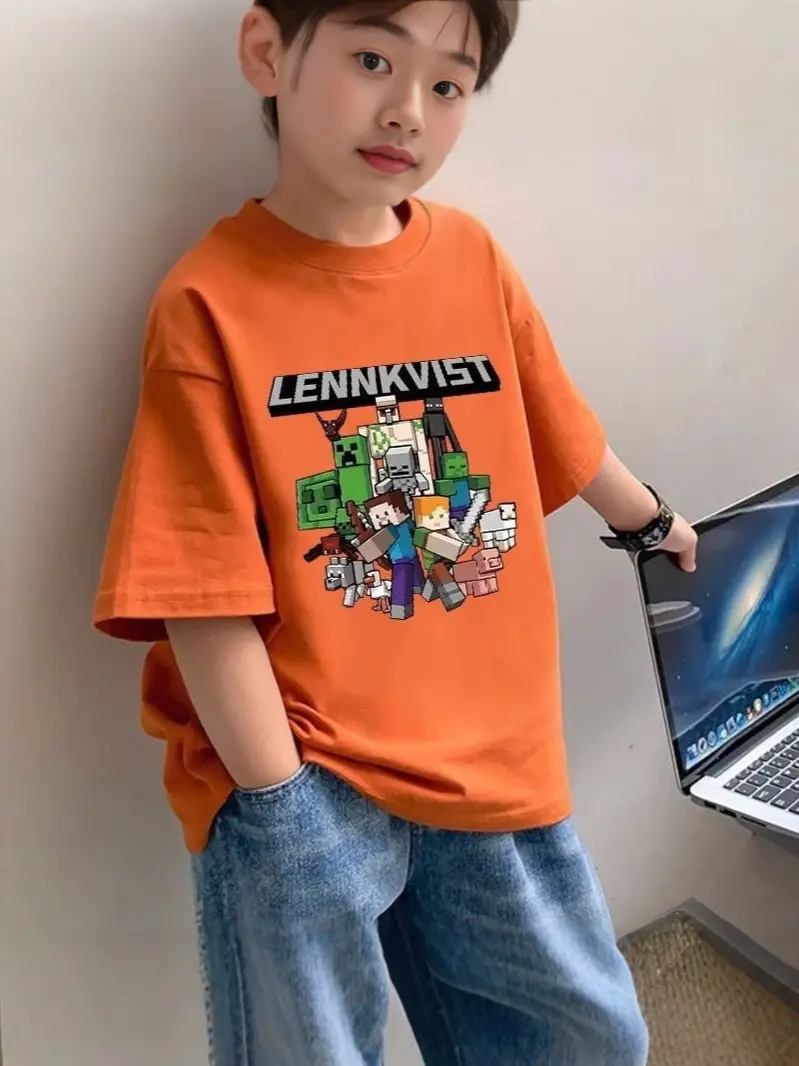 Boys Pure Cotton Minecraft T-Shirt Medium Large - Image 8