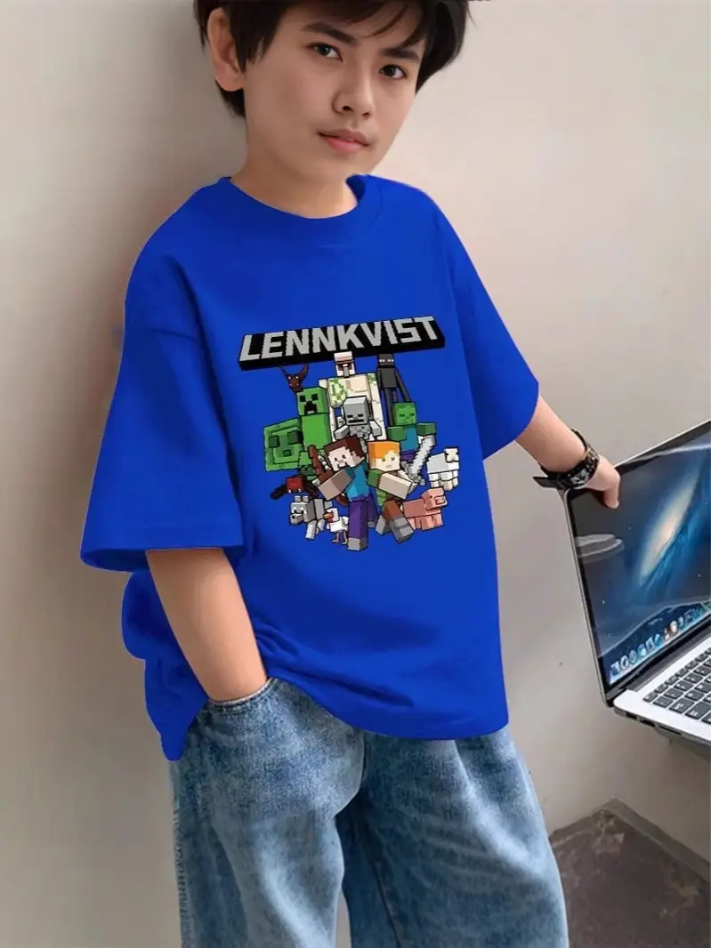 Boys Pure Cotton Minecraft T-Shirt Medium Large - Image 9