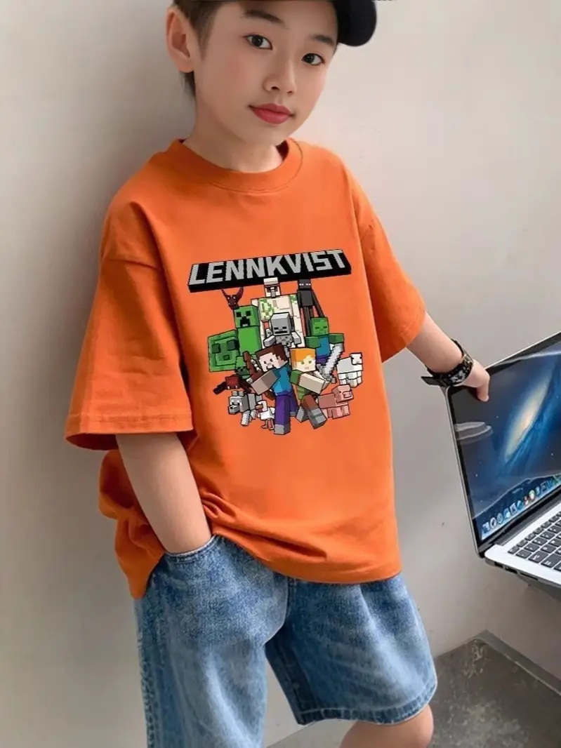 Boys Pure Cotton Minecraft T-Shirt Medium Large - Image 10