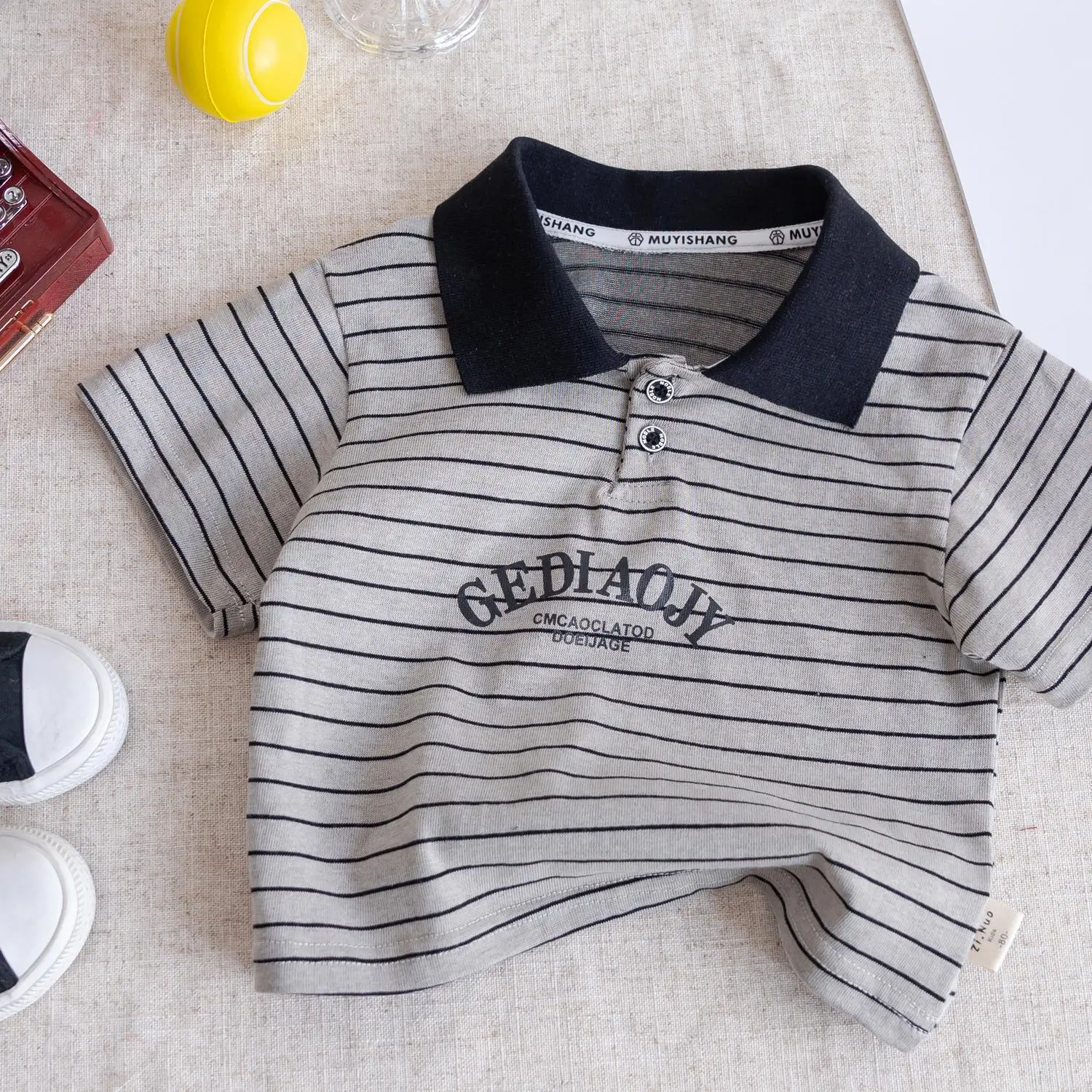 Boy's Striped Polo T-Shirt Summer Wear - Image 6