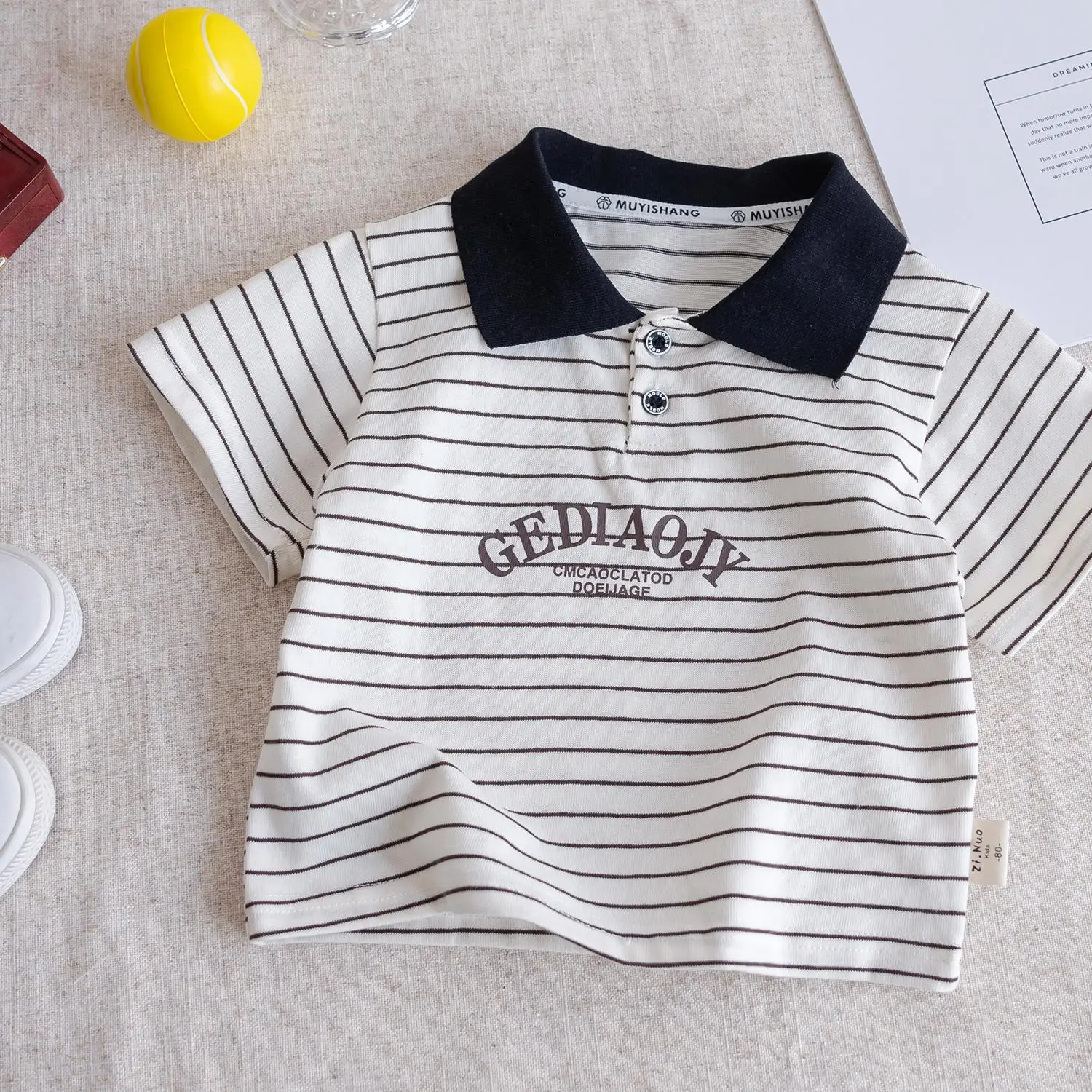 Boy's Striped Polo T-Shirt Summer Wear - Image 7