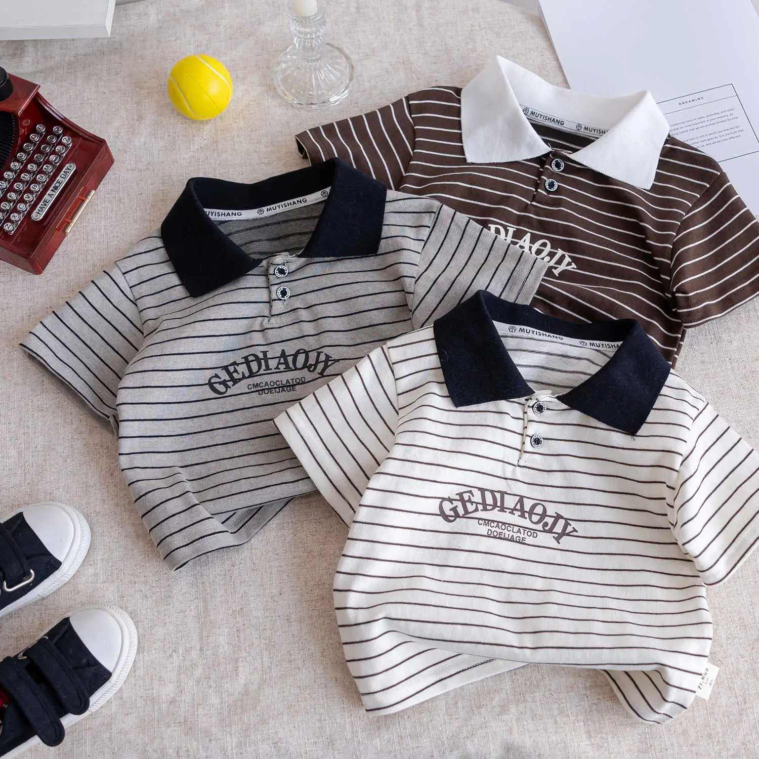 Boy's Striped Polo T-Shirt Summer Wear — feature 2