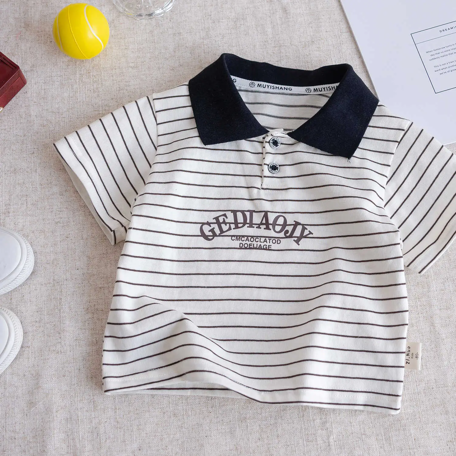Boy's Striped Polo T-Shirt Summer Wear — feature 3