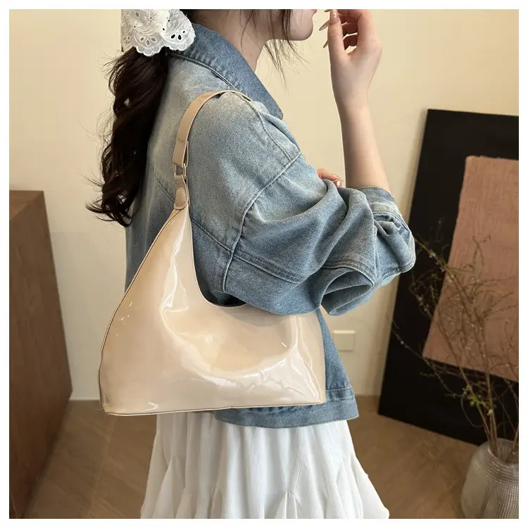 Brown Glossy Leather Shoulder Bag for Women — feature 11