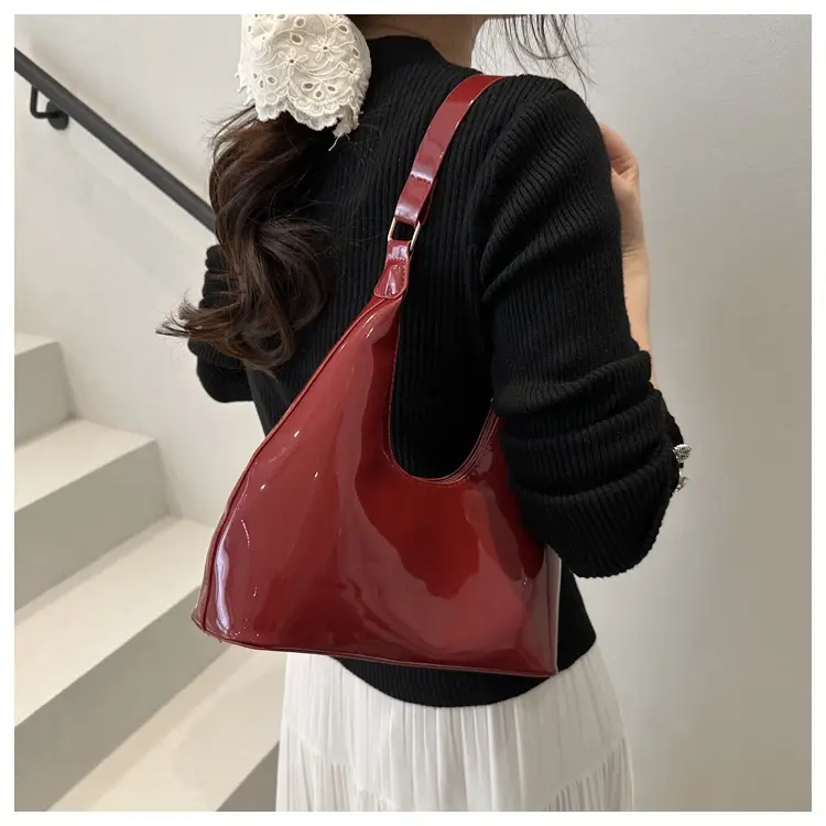 Brown Glossy Leather Shoulder Bag for Women — feature 15