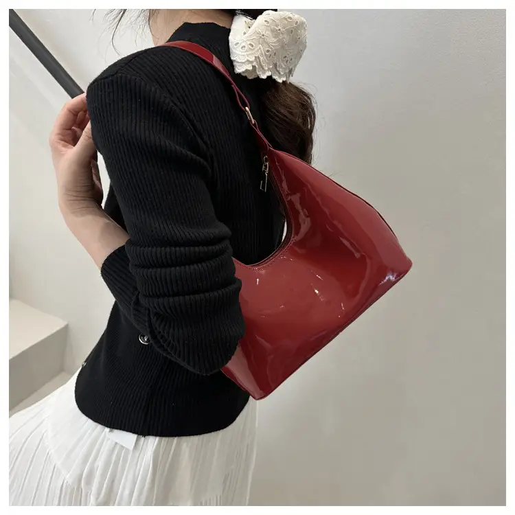 Brown Glossy Leather Shoulder Bag for Women — feature 16