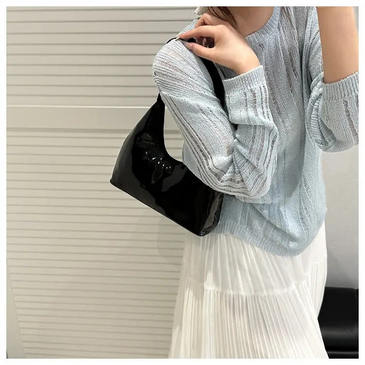 Brown Glossy Leather Shoulder Bag for Women — feature 18