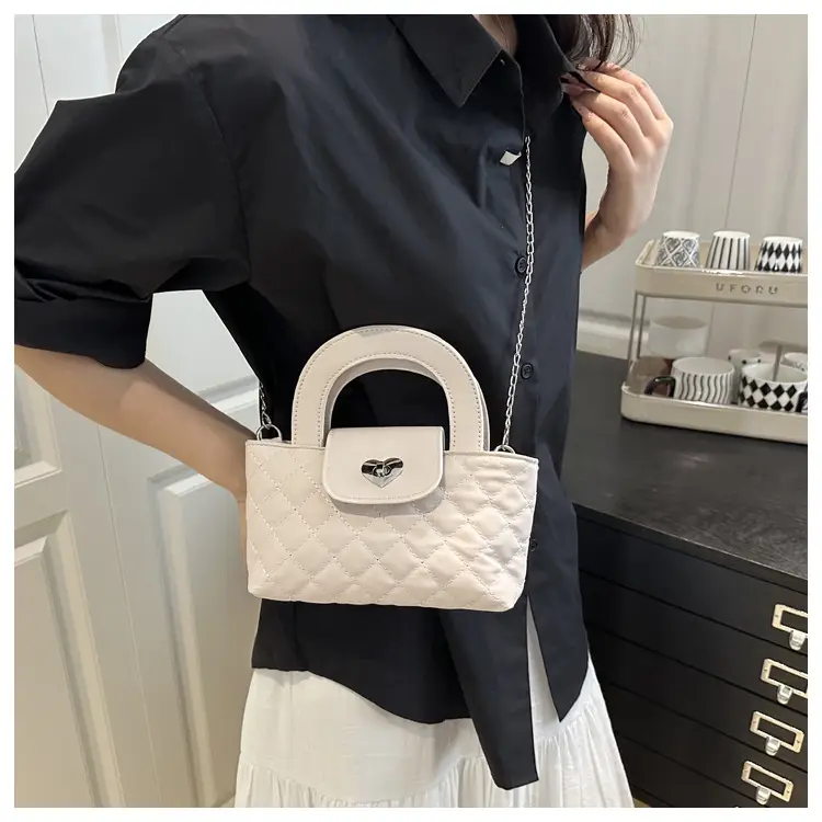 Women's Rhombic Chain Shoulder Bag White 2025 — feature 11