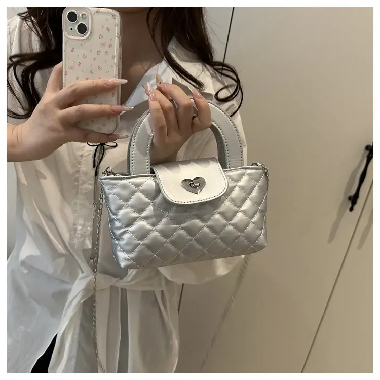 Women's Rhombic Chain Shoulder Bag White 2025 — feature 16