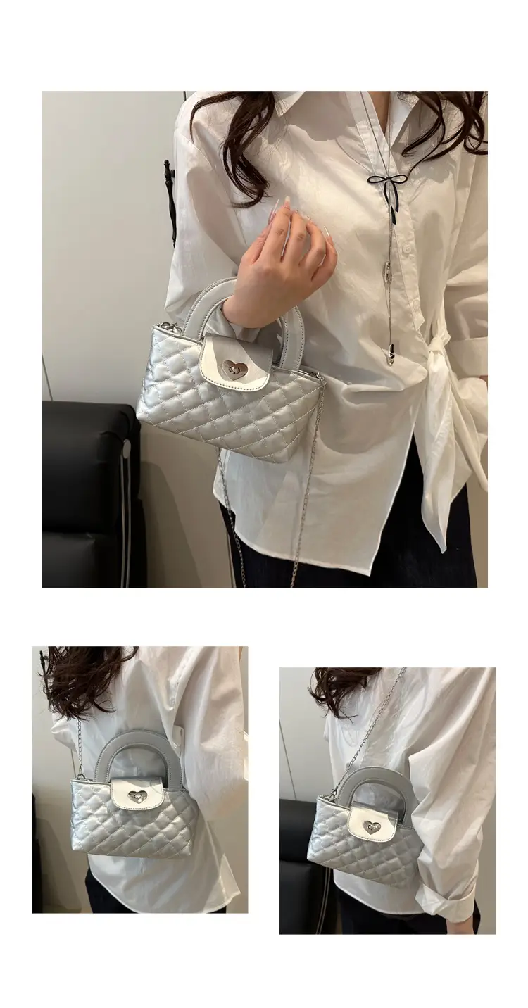 Women's Rhombic Chain Shoulder Bag White 2025 — feature 23