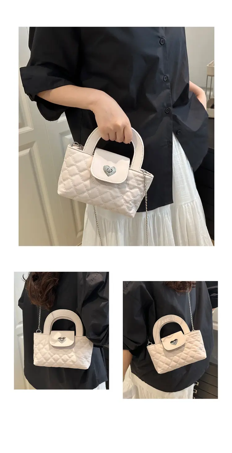Women's Rhombic Chain Shoulder Bag White 2025 — feature 25