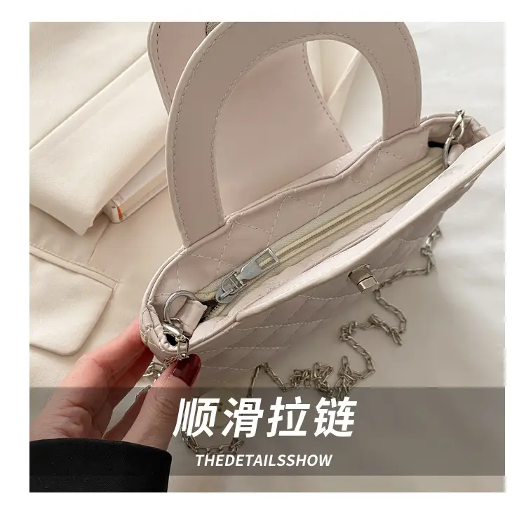 Women's Rhombic Chain Shoulder Bag White 2025 — feature 6