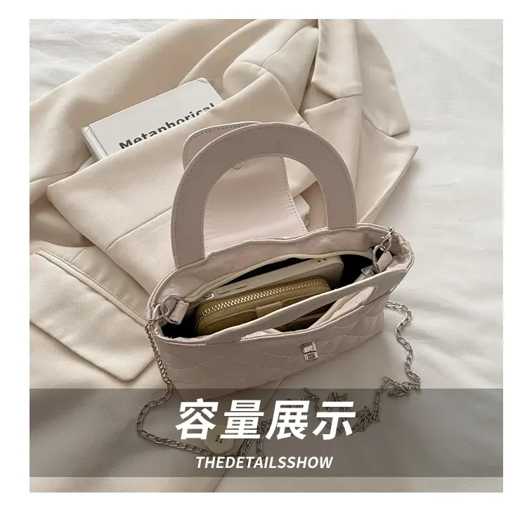 Women's Rhombic Chain Shoulder Bag White 2025 — feature 7