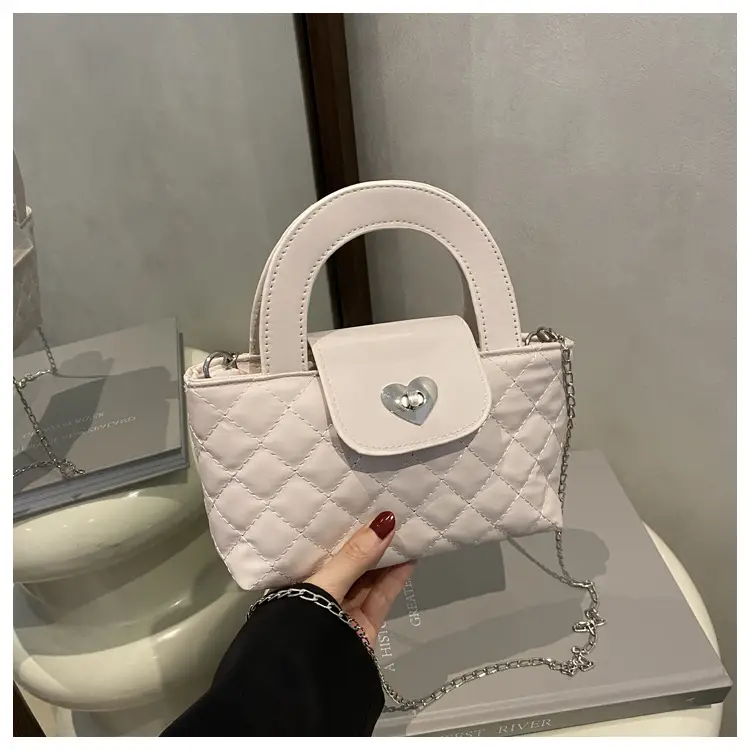 Women's Rhombic Chain Shoulder Bag White 2025 - Image 3