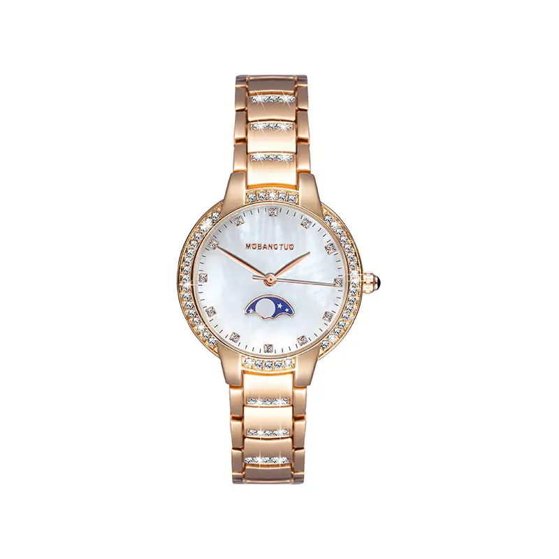 Moon Phase Women's Gold Diamond Bracelet Watch