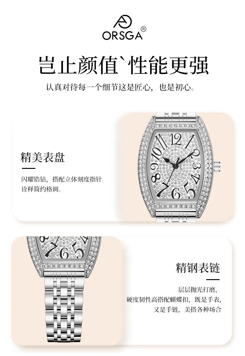 Orsga Women's Diamond Watch Silver Bracelet Light Crystal — feature 10