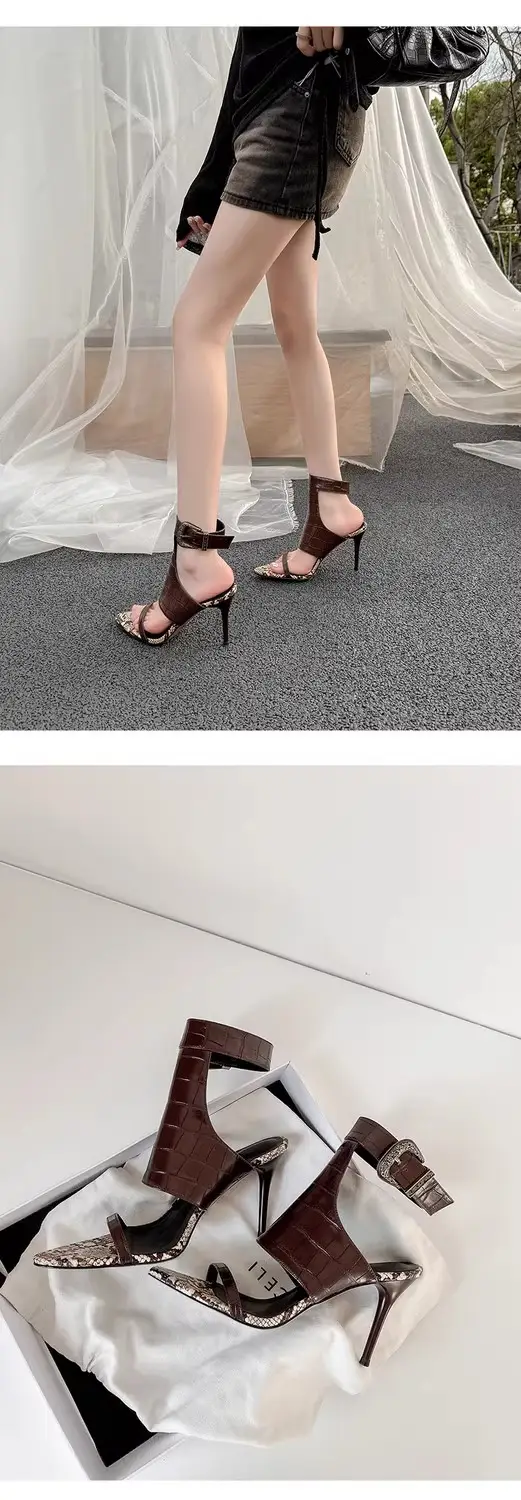 European and American Fashion Black Elegant High Heels Sexy Goddess Style with Skirt Fashion Shoes Pointed Toe Stiletto Open Toe Sandals — feature 10