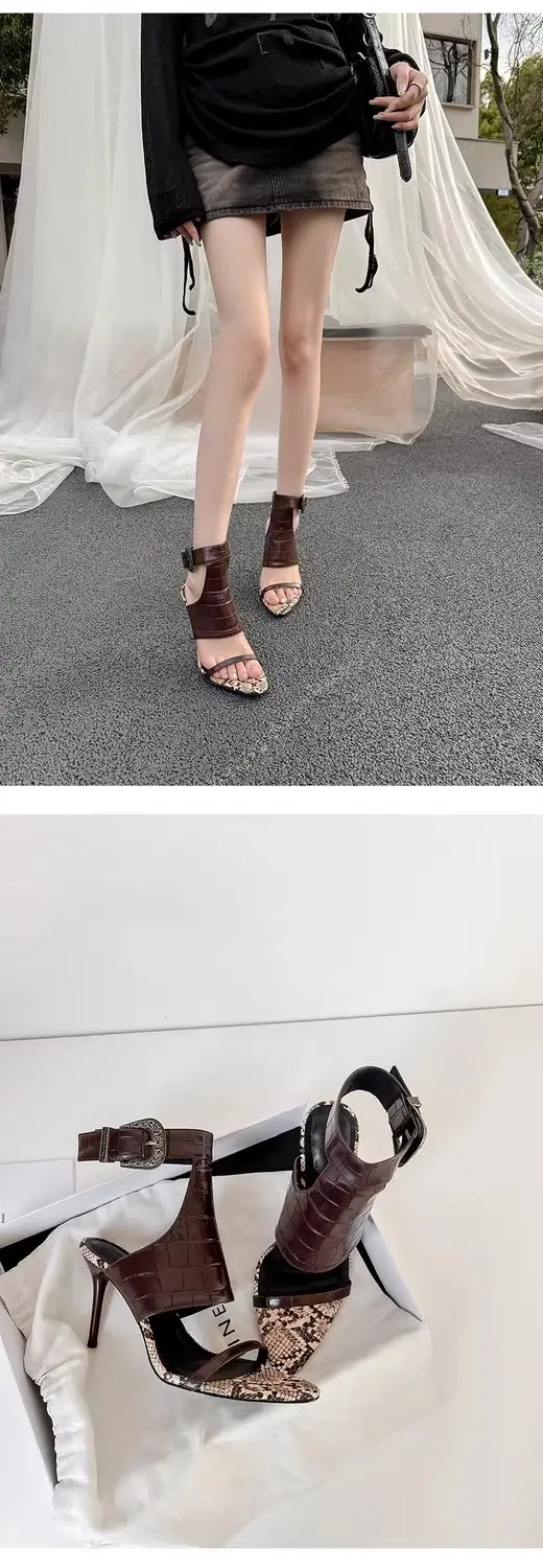 European and American Fashion Black Elegant High Heels Sexy Goddess Style with Skirt Fashion Shoes Pointed Toe Stiletto Open Toe Sandals — feature 13