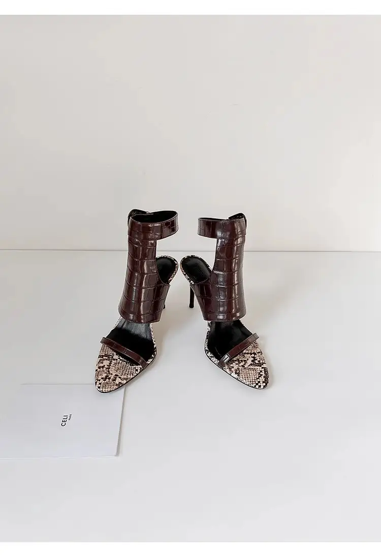 European and American Fashion Black Elegant High Heels Sexy Goddess Style with Skirt Fashion Shoes Pointed Toe Stiletto Open Toe Sandals — feature 15
