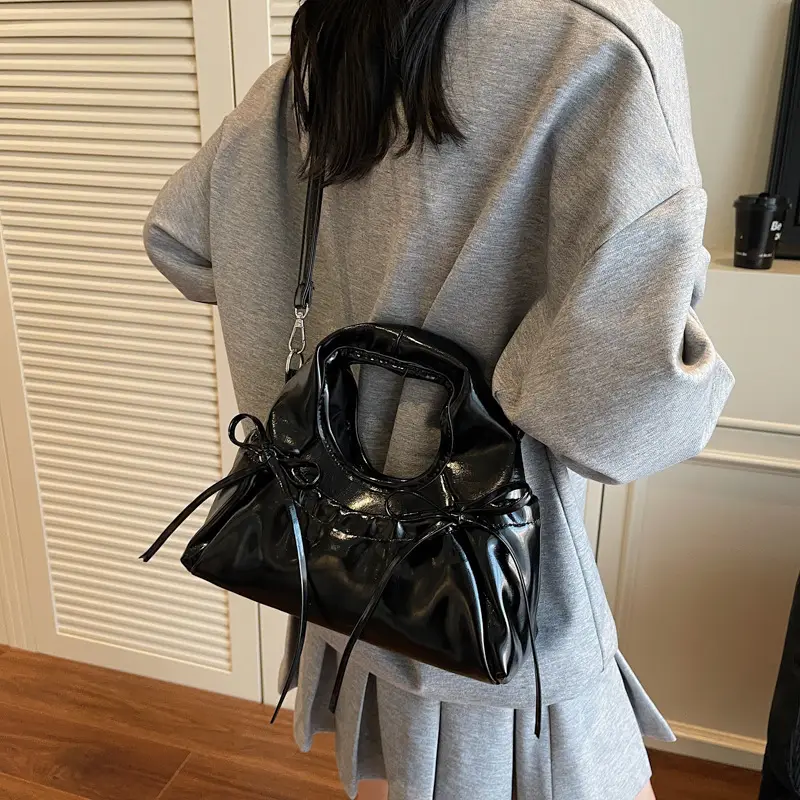 Pink Pleated Bow Handbag for Women 2025 - Image 7
