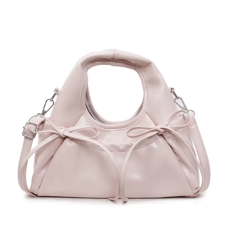 Pink Pleated Bow Handbag for Women 2025 - Image 3