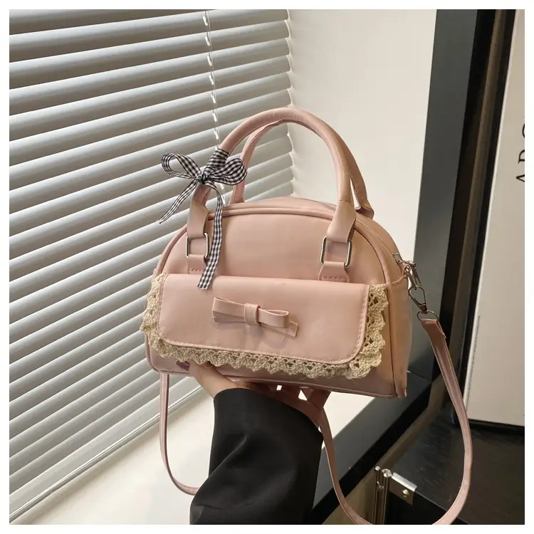White Lace Crossbody Bag with Bow for Women - Image 2