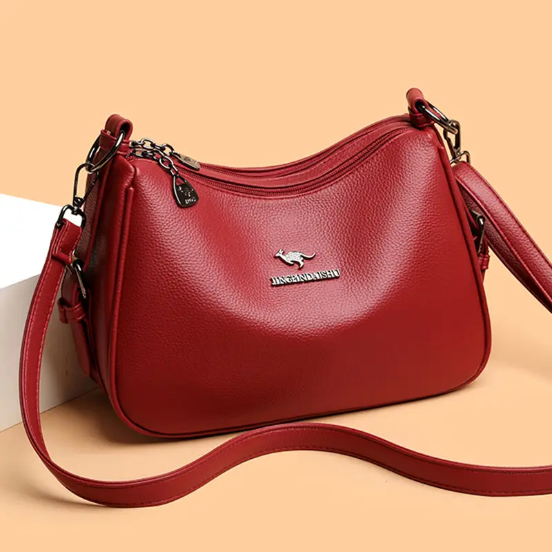 Black Leather Crossbody Bag with Logo Print - Image 9
