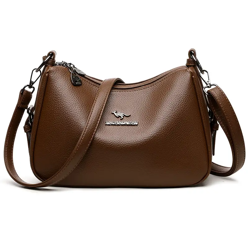 Black Leather Crossbody Bag with Logo Print - Image 4