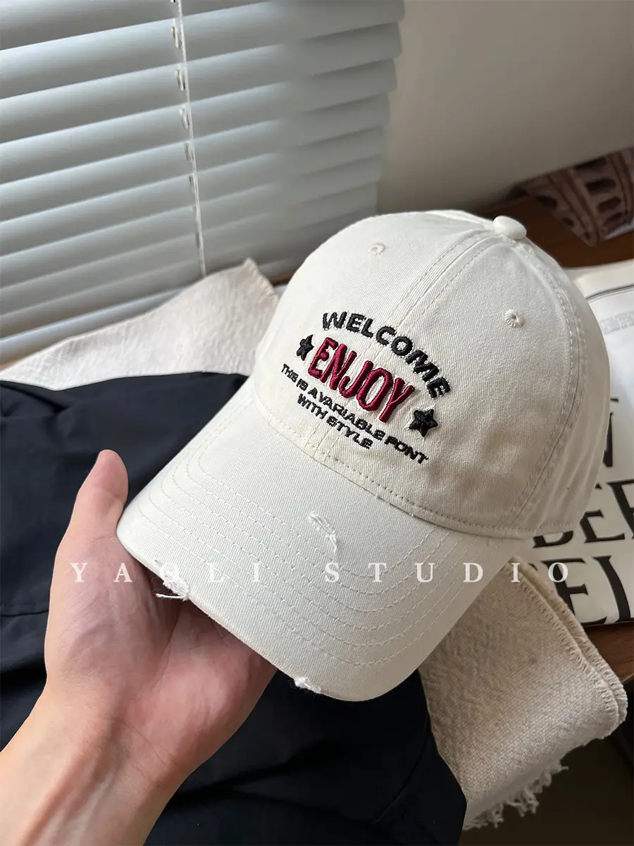 Women Face-Slimming Sunshade Cap with Embroidered Design - Image 2