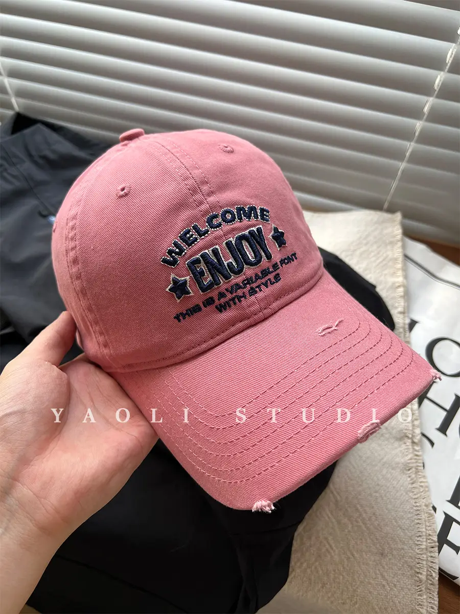 Women Face-Slimming Sunshade Cap with Embroidered Design - Image 7