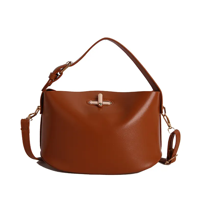 Beige Lock Single Shoulder Crossbody Bag for Women - Image 9