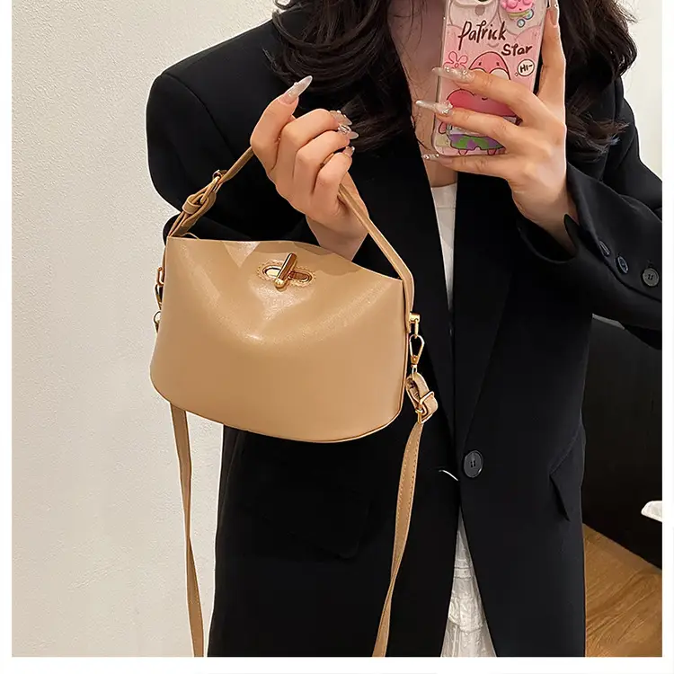 Beige Lock Single Shoulder Crossbody Bag for Women — feature 10
