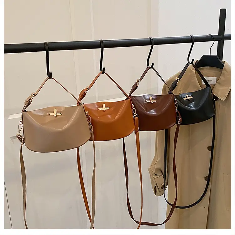 Beige Lock Single Shoulder Crossbody Bag for Women — feature 22