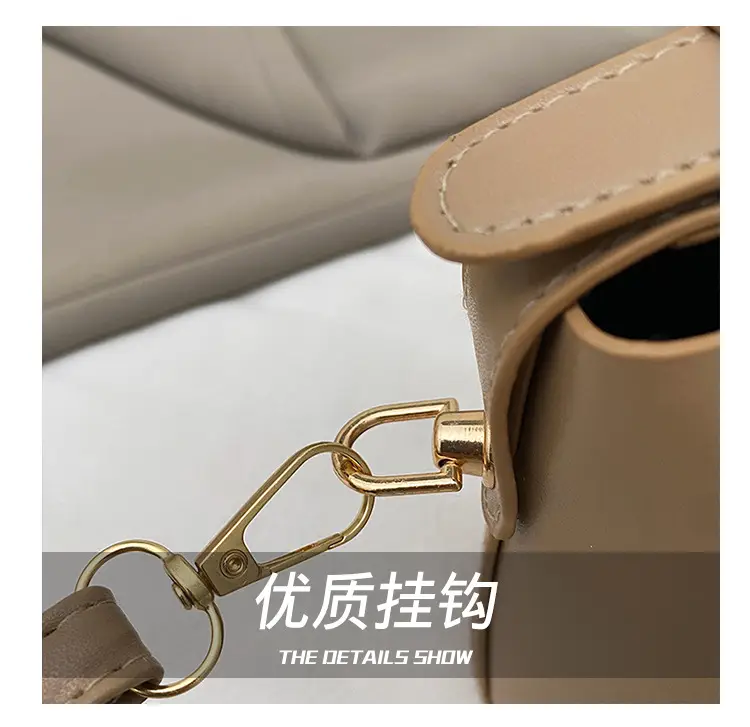 Beige Lock Single Shoulder Crossbody Bag for Women — feature 5