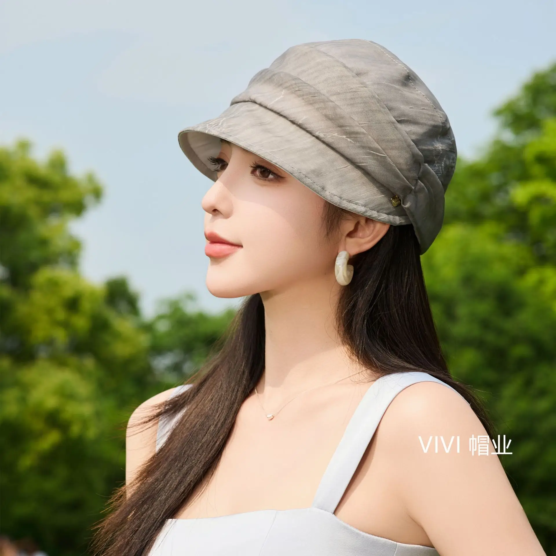 Women Pleated Beret Cap Summer Light Breathable - Image 6